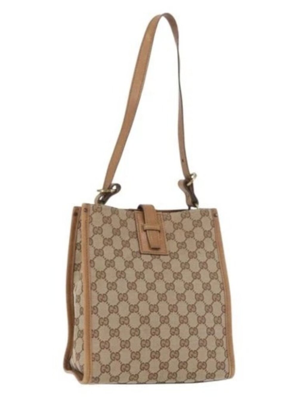 GUCCI GG Canvas Shoulder Bag Beige Gold 110292 Auth 182469 - Picture 1 of 16